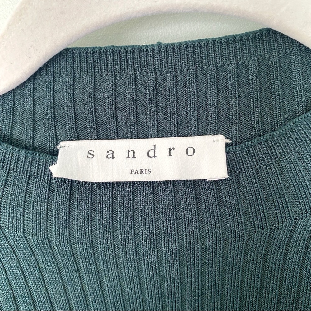 SANDRO Pie Green Knit Fit and Flare Dress SM-MED - Picture 6 of 7
